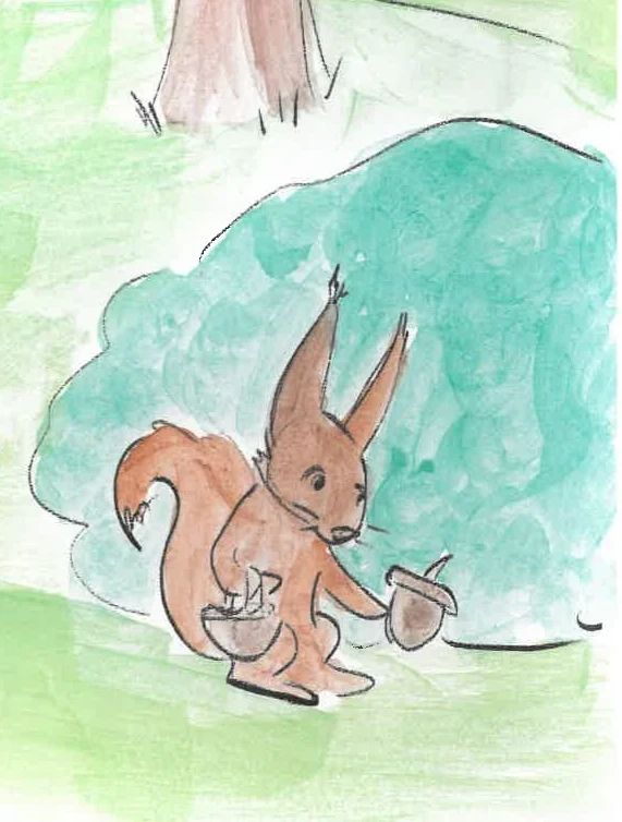 Nutmeg the Squirrel — detail from the original book artwork